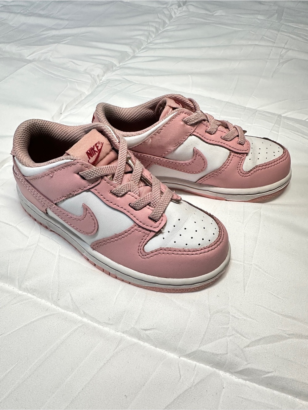 Nike Dunk Low Pink & White Kids Sneakers | 10C